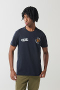 Camiseta ajustada manga corta unicolor con arte college