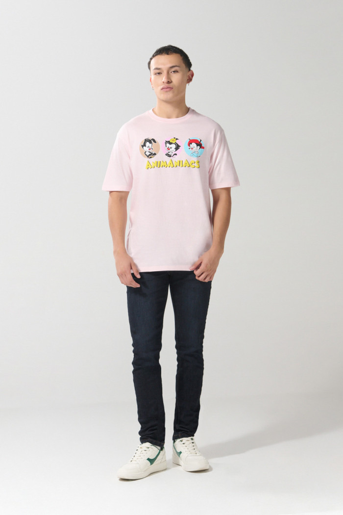 Camiseta manga corta lila con arte de Animaniacs