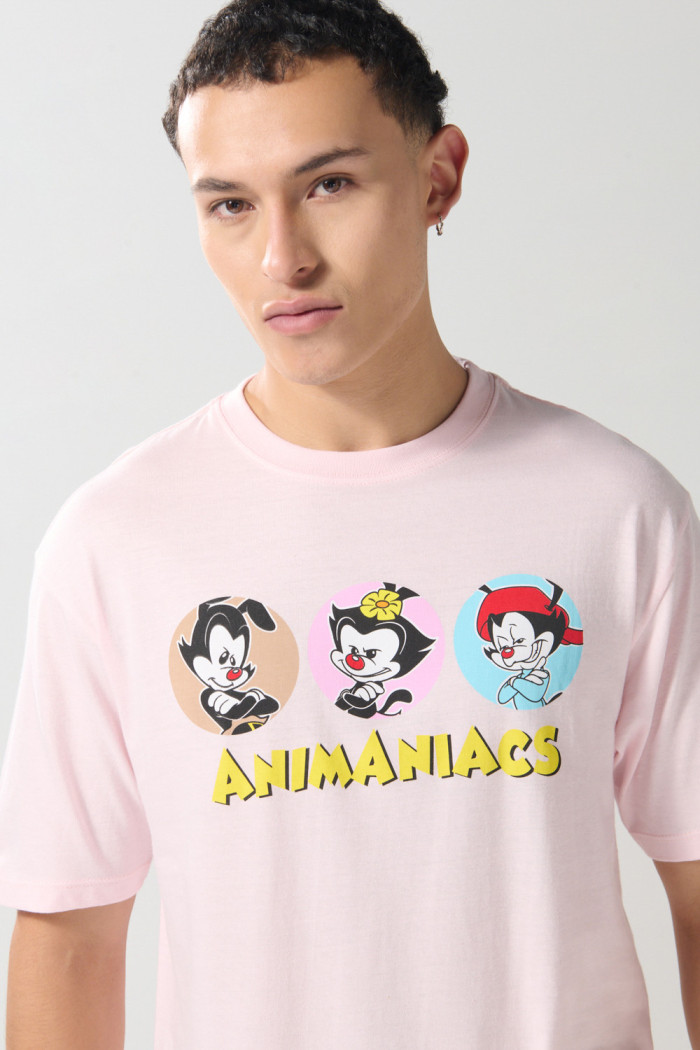 Camiseta manga corta lila con arte de Animaniacs