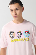 Camiseta manga corta lila con arte de Animaniacs