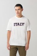 Camiseta college de Italia crema con cuello redondo