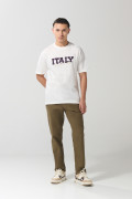 Camiseta college de Italia crema con cuello redondo
