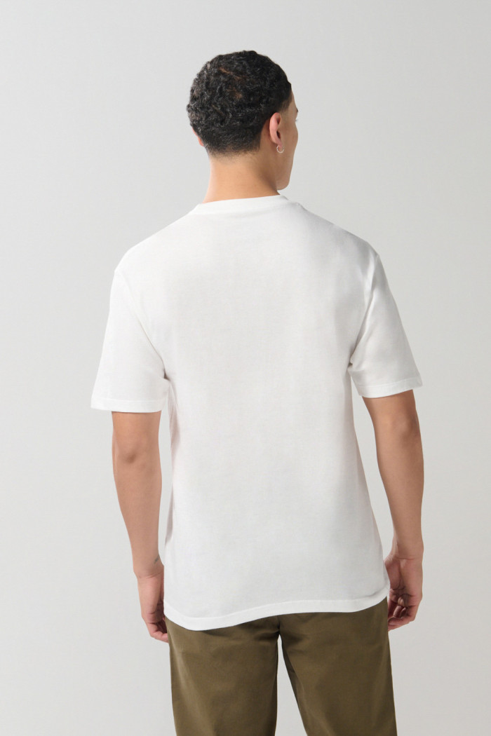 Camiseta college de Italia crema con cuello redondo