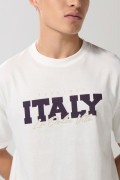 Camiseta college de Italia crema con cuello redondo