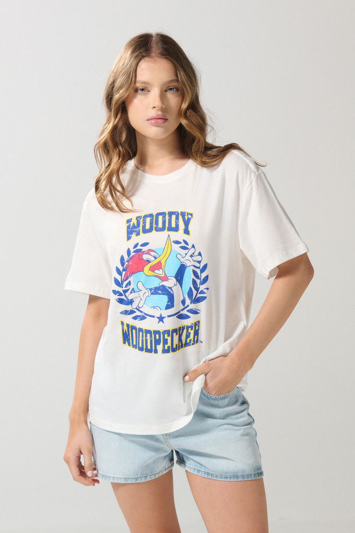 Camiseta del Pájaro Loco crema clara manga corta