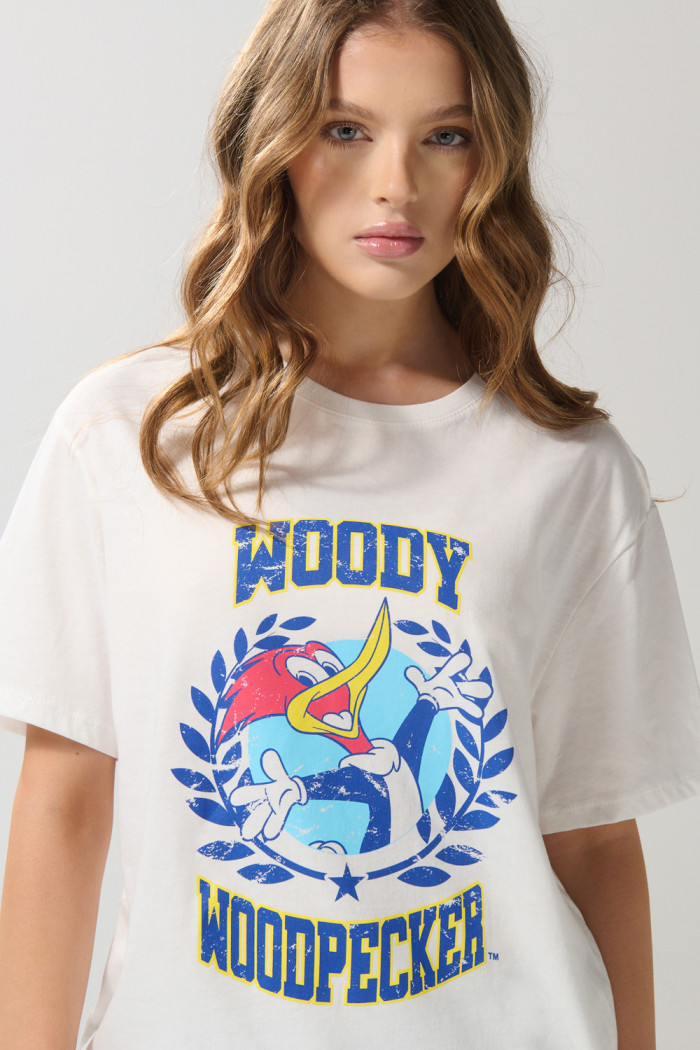 Camiseta del Pájaro Loco crema clara manga corta