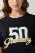 Camiseta unicolor en algodón college con manga corta