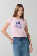 Camiseta rosada clara de Tom y Jerry con cuello redondo