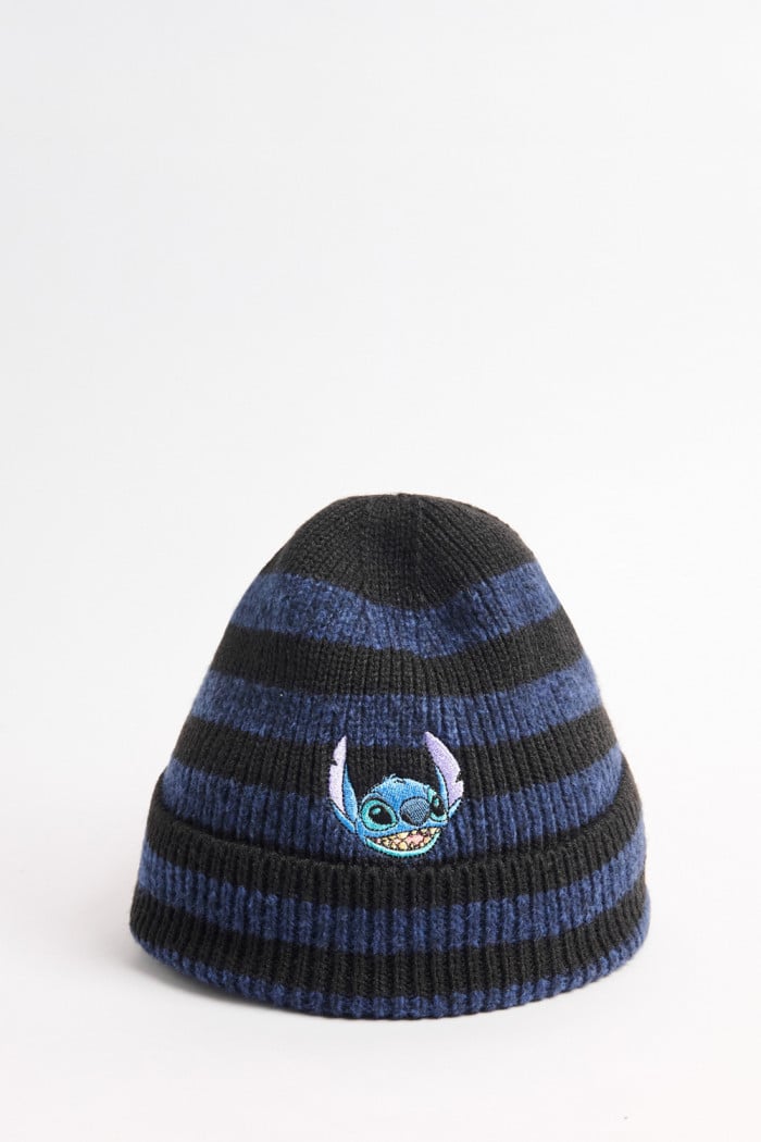 Gorro azul intenso con rayas y diseño de Lilo & Stitch