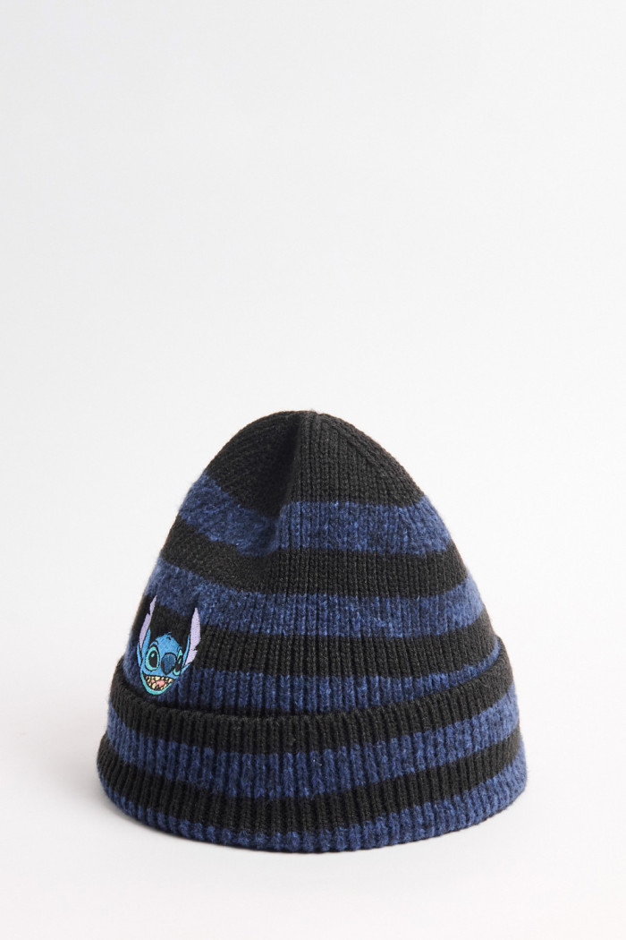 Gorro azul intenso con rayas y diseño de Lilo & Stitch
