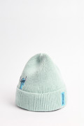 Gorro tejido verde claro con bordado de Lilo & Stitch