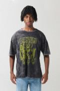 Camiseta oversize manga corta gris tie dye de Green Day
