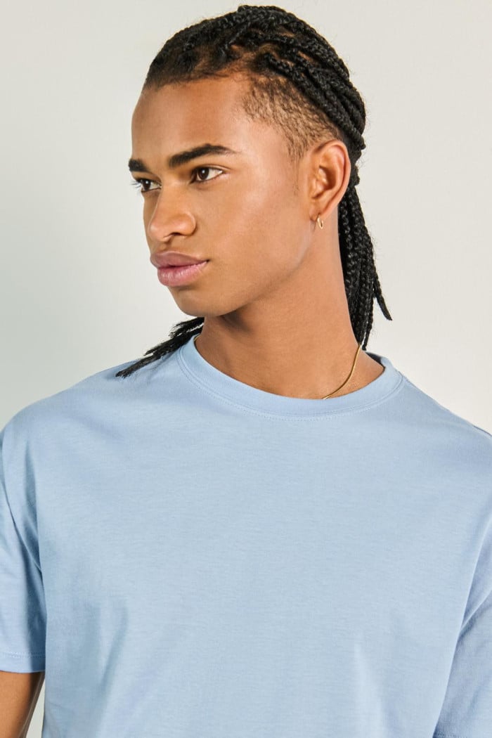 Camiseta manga corta unicolor con para hombre cuello redondo básica.