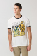 Camiseta negra con arte de Star Wars y manga corta