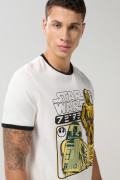 Camiseta negra con arte de Star Wars y manga corta