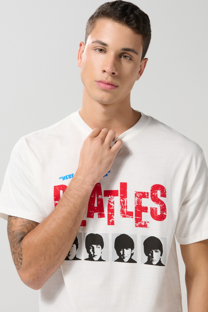 Camiseta de The Beatles crema clara manga corta