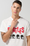 Camiseta de The Beatles crema clara manga corta