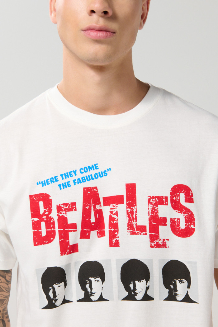 Camiseta de The Beatles crema clara manga corta