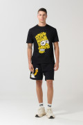 Camiseta negra con arte de The Simpsons y manga corta