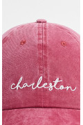 Gorra roja lavada con bordado "Charleston".