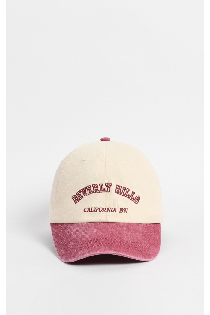 Gorra Bicolor Lavada con Bordado "Beverly Hills"