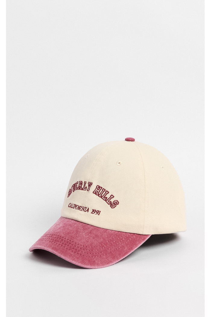 Gorra Bicolor Lavada con Bordado "Beverly Hills"