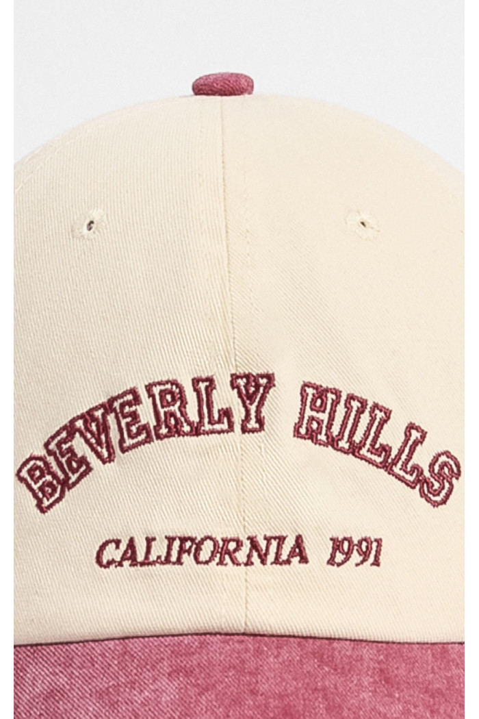 Gorra Bicolor Lavada con Bordado "Beverly Hills"