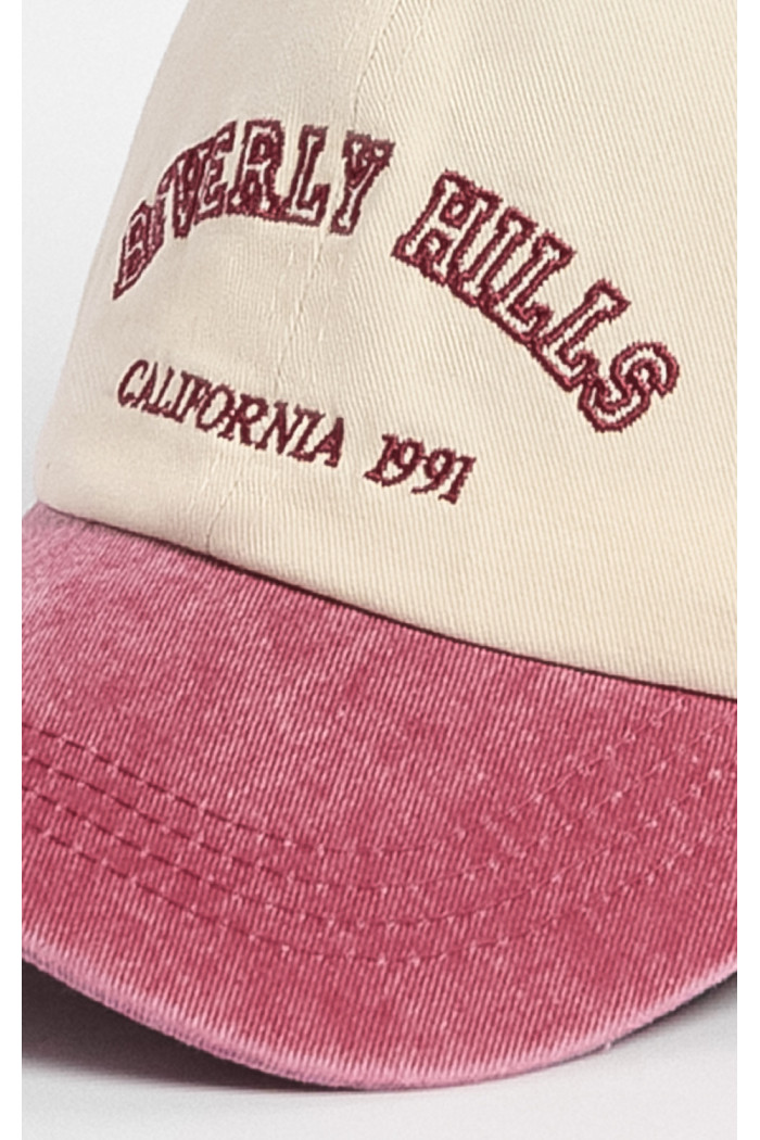 Gorra Bicolor Lavada con Bordado "Beverly Hills"