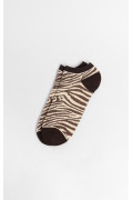 Medias tobilleras cafés oscuras con diseños animal print