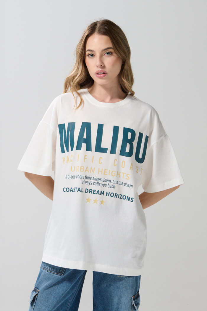 Camiseta femenina fit super oversize manga corta