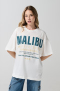 Camiseta femenina fit super oversize manga corta