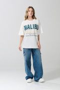 Camiseta femenina fit super oversize manga corta