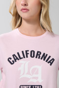Camiseta para mujer manga corta unicolor, crop top cuello redondo, estampado en frente.