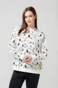 Buzo de Snoopy crema oversize con cuello redondo