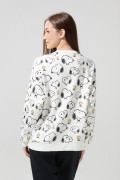 Buzo de Snoopy crema oversize con cuello redondo