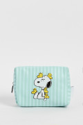 Bolsa de maquillaje con personajes de Snoopy, en colores variados.