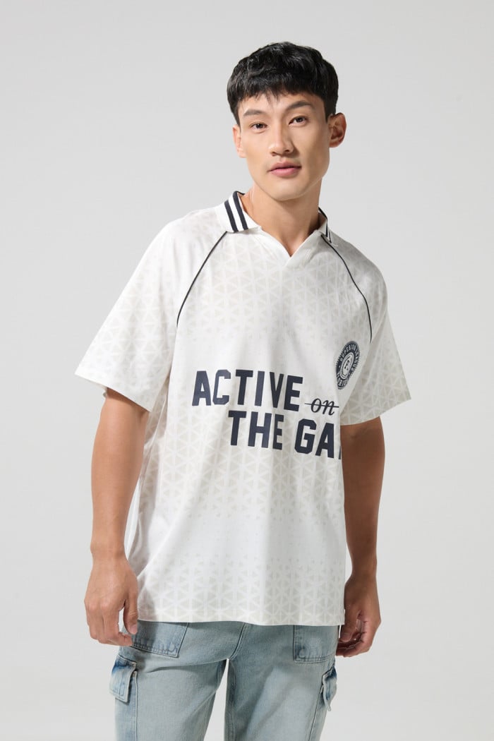 Camiseta cuello polo manga ranglan oversize masculina