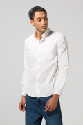 Camisa cuello button down unicolor en algodón con bolsillo