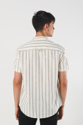 Camisa a rayas unicolor en algodón con cuello nerú