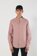 Camisa en algodón cuello nerú unicolor con botones