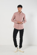 Camisa en algodón cuello nerú unicolor con botones