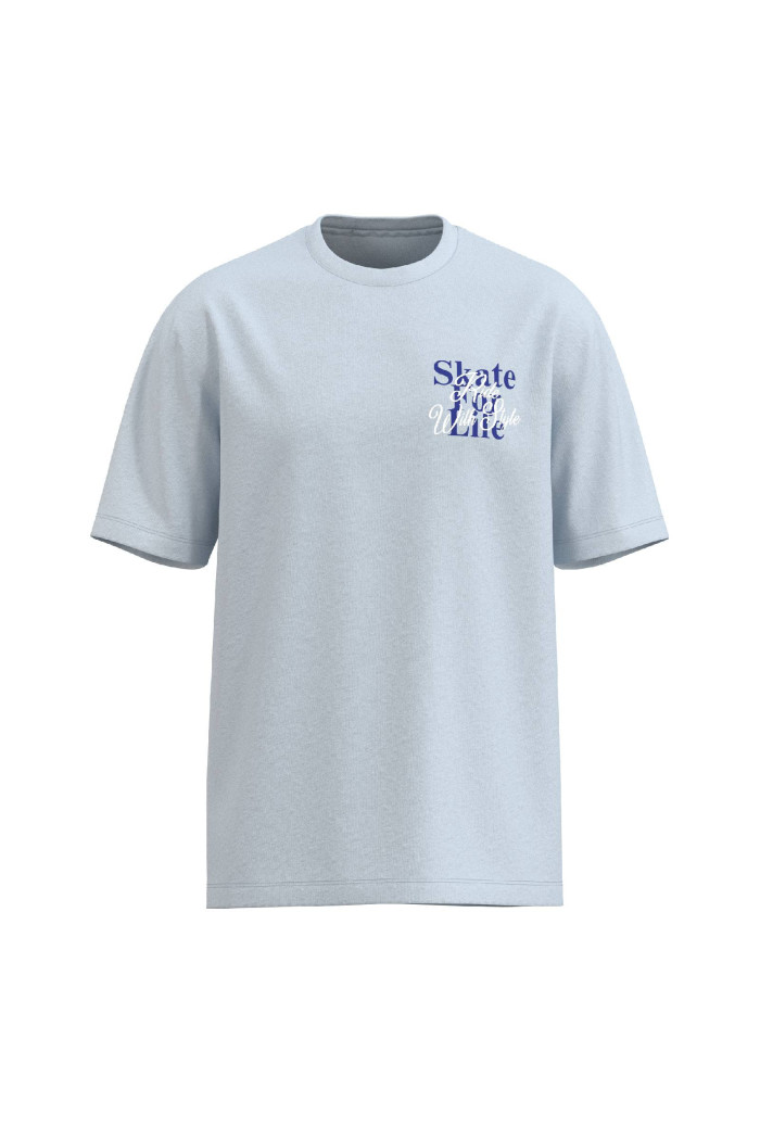 Camiseta unicolor con diseños urbanos y manga corta