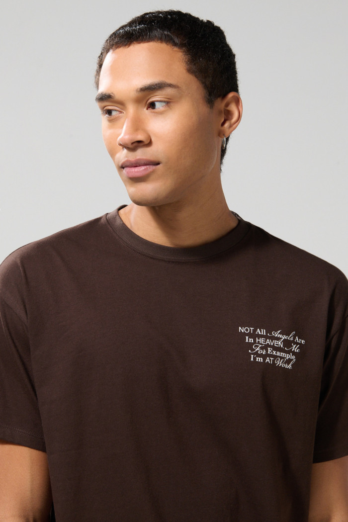 Camiseta unicolor oversize manga corta estampada en algodón
