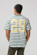 Camiseta a rayas crema clara college con manga corta