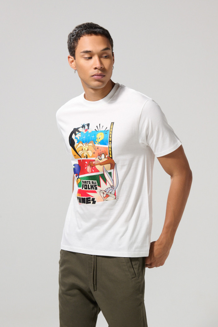 Camiseta de Looney Tunes crema clara cuello redondo