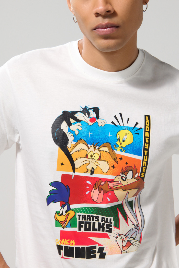 Camiseta de Looney Tunes crema clara cuello redondo