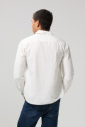 Camisa blanca con diseños de mini print y manga larga