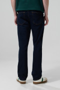 Jean bota recta azul oscuro straight leg tiro bajo
