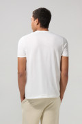 Camiseta unicolor ajustada con cuello redondo y puños en rib