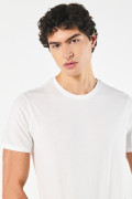 Camiseta unicolor ajustada con cuello redondo en algodón